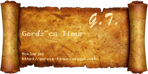 Gerócs Timur névjegykártya